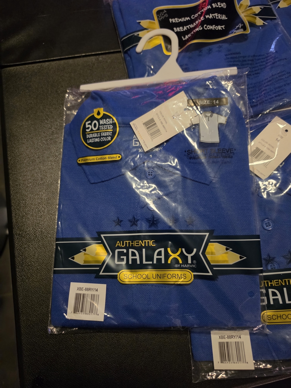 Galaxy By Harvic Blue Short Sleeve School Polo (Pack)